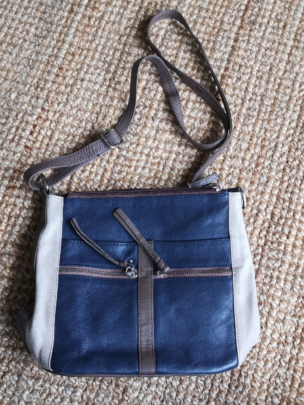 Great American Leatherworks navy and brown crossbody